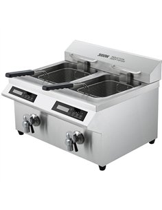 Professional Twin Tank Induction Fryer 2x8 Litres 670x505x395 mm | Stalwart DA-AMCD24F101