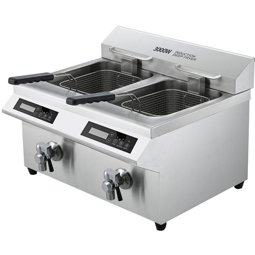Professional Twin Tank Induction Fryer 2x8 Litres 670x505x395 mm | Stalwart DA-AMCD24F101