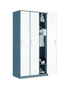 Commercial 3 Door Locker 900x450x1800mm Gray-White | Stalwart DA-HDGS03