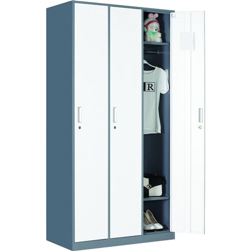 Commercial 3 Door Locker 900x450x1800mm Gray-White | Stalwart DA-HDGS03