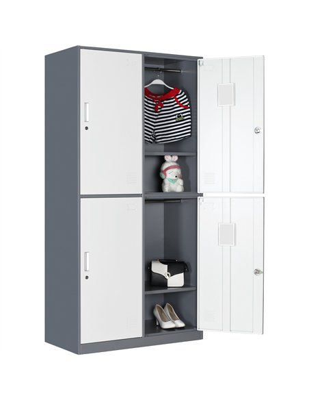 Commercial 4 Door Locker 900x450x1800mm Gray-White | Stalwart DA-HDGS04