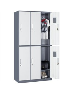 Commercial 6 Door Locker 900x450x1800mm Gray-White | Stalwart DA-HDGS06