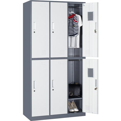 Commercial 6 Door Locker 900x450x1800mm Gray-White | Stalwart DA-HDGS06