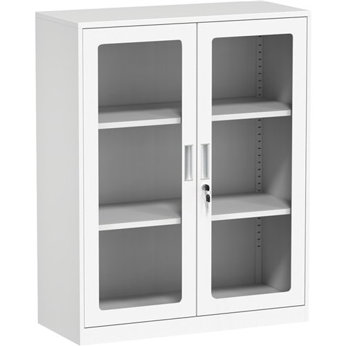 Professional Half Filing Cabinet with Glass Door 900x390x1130mm White | Stalwart DA-HDWAB02