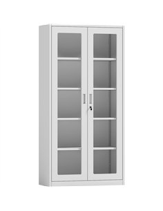 Professional Filing Cabinet with Glass Door 900x390x1800mm White | Stalwart DA-HDWB02