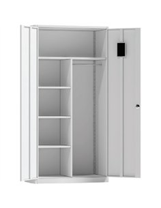 Professional Double Door Filing Cabinet with Locker 900x390x1800mm White | Stalwart DA-HDWG02
