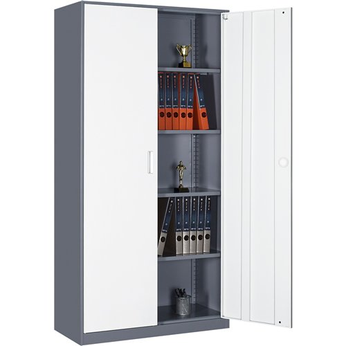 Professional Double Door Filing Cabinet 900x390x1800mm Gray-White | Stalwart DA-HDWS02