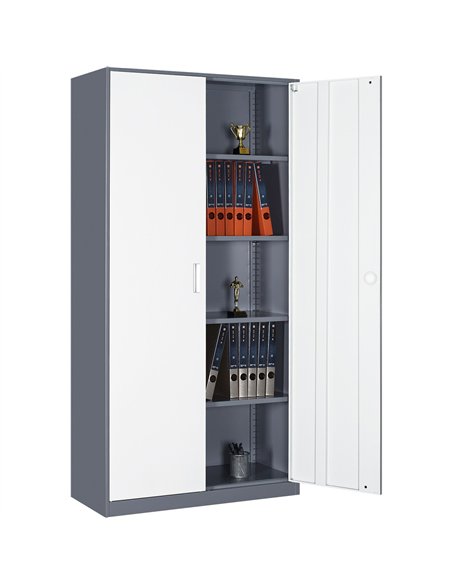 Professional Double Door Filing Cabinet 900x390x1800mm Gray-White | Stalwart DA-HDWS02