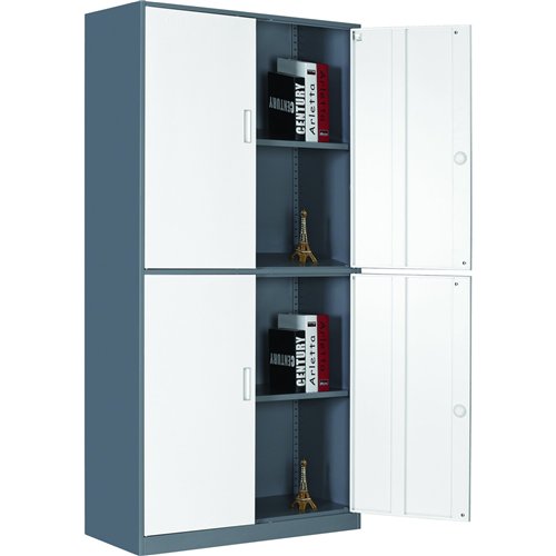 Professional Double Filing Cabinet 900x390x1800mm Gray-White | Stalwart DA-HDWS04