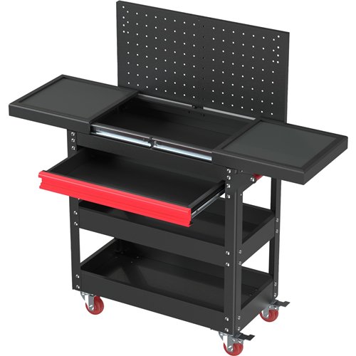 Heavy-Duty Mobile Tool Cabinet with Pegboard &amp Sliding Trays 700x350x1140mm | Stalwart DA-HDWTC02