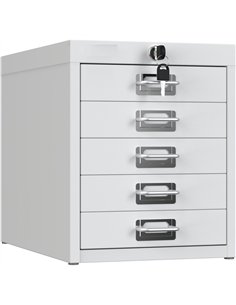 Professional 5-Drawer Lockable Metal Storage Cabinet 280x425x342mm White| Stalwart DA-HDKS05LOCKWHITE