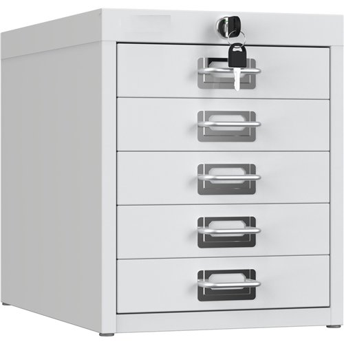 Professional 5-Drawer Lockable Metal Storage Cabinet 280x425x342mm White| Stalwart DA-HDKS05LOCKWHITE