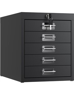 Professional 5-Drawer Lockable Metal Storage Cabinet 280x425x342mm Black| Stalwart DA-HDKS05LOCKBLACK