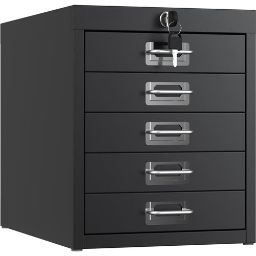 Professional 5-Drawer Lockable Metal Storage Cabinet 280x425x342mm Black| Stalwart DA-HDKS05LOCKBLACK