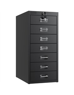 Professional 7-Drawer Lockable Metal Storage Cabinet 280x425x627mm Black| Stalwart DA-HDKS07LOCKBLACK