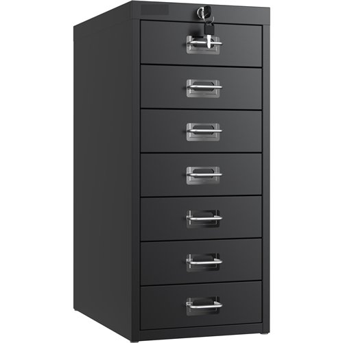 Professional 7-Drawer Lockable Metal Storage Cabinet 280x425x627mm Black| Stalwart DA-HDKS07LOCKBLACK
