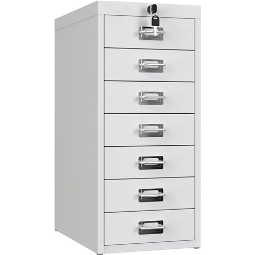 Professional 7-Drawer Lockable Metal Storage Cabinet 280x425x627mm White | Stalwart DA-HDKS07LOCKWHITE