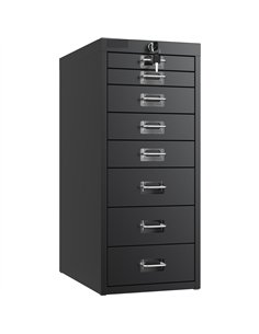 Professional 8-Drawer Lockable Metal Storage Cabinet 280x425x665mm Black| Stalwart DA-HDKS08LOCKBLACK