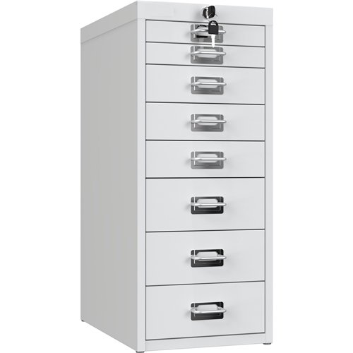 Professional 8-Drawer Lockable Metal Storage Cabinet 280x425x665mm White| Stalwart DA-HDKS08LOCKWHITE