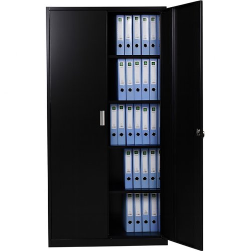 Professional Double Door Filing Cabinet 900x390x1800mm Black | Stalwart DA-HDW02BLACK