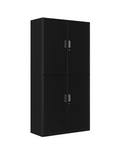 Professional Double Filing Cabinet 900x390x1800mm Black | Stalwart DA-HDW04BLACK