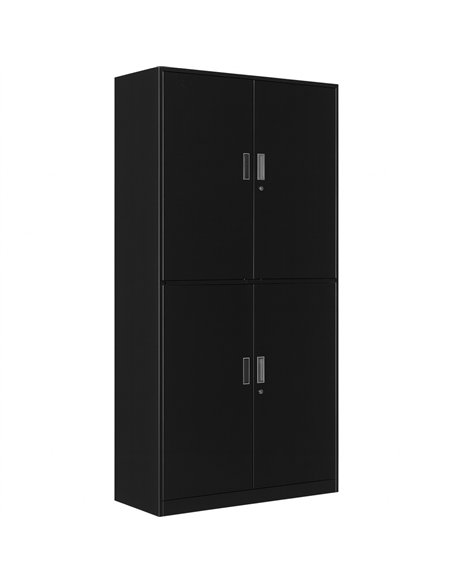 Professional Double Filing Cabinet 900x390x1800mm Black | Stalwart DA-HDW04BLACK