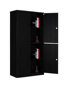 Professional Double Filing Cabinet 900x390x1800mm Black | Stalwart DA-HDW04BLACK 2