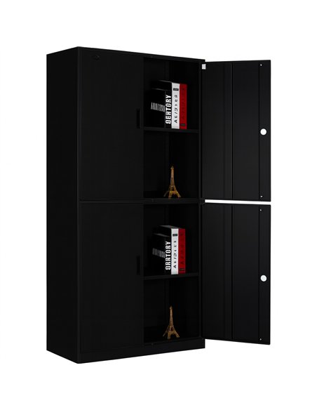 Professional Double Filing Cabinet 900x390x1800mm Black | Stalwart DA-HDW04BLACK