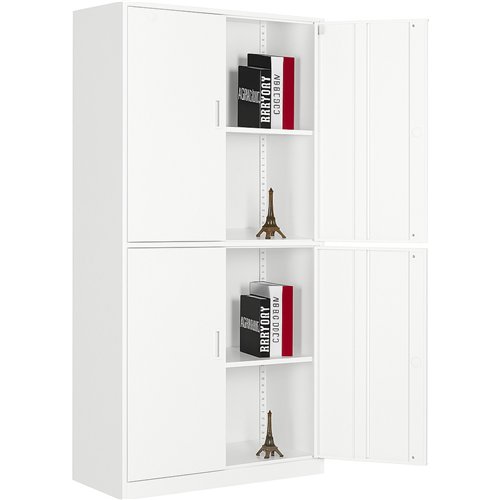 Professional Double Filing Cabinet 900x390x1800mm White | Stalwart DA-HDW04WHITE