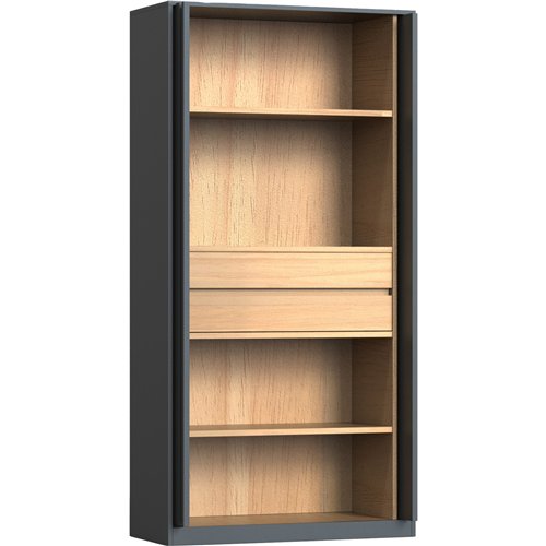 Professional Knock-Down Double Metal Storage Cabinet with Adjustable Door Position 2 Shelves &amp 2 Drawers Wooden Effect Dark G