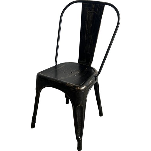 Industrial Dining Bistro Chair Aged Black Finish | Stalwart DA-HYX5031AGED