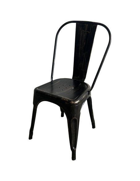 Industrial Dining Bistro Chair Aged Black Finish | Stalwart DA-HYX5031AGED