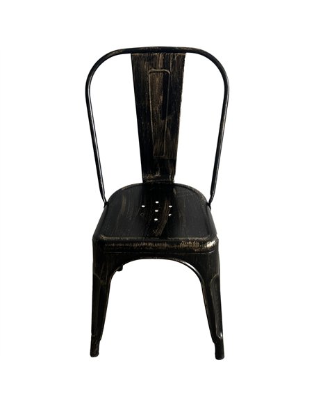 Industrial Dining Bistro Chair Aged Black Finish | Stalwart DA-HYX5031AGED