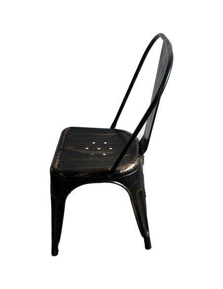 Industrial Dining Bistro Chair Aged Black Finish | Stalwart DA-HYX5031AGED