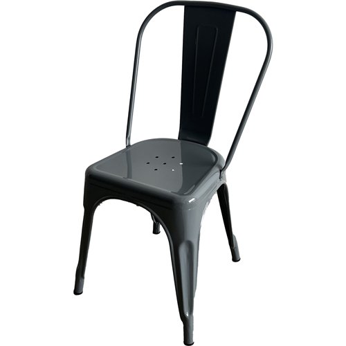 Vintage Industrial Metal Dining Bistro Chair Steel Gray Finish | Stalwart DA-HYX5031STEELGRAY