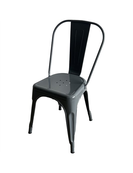 Vintage Industrial Metal Dining Bistro Chair Steel Gray Finish | Stalwart DA-HYX5031STEELGRAY