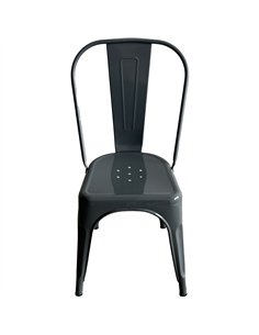 Vintage Industrial Metal Dining Bistro Chair Steel Gray Finish | Stalwart DA-HYX5031STEELGRAY 2