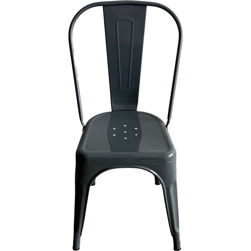 Vintage Industrial Metal Dining Bistro Chair Steel Gray Finish | Stalwart DA-HYX5031STEELGRAY