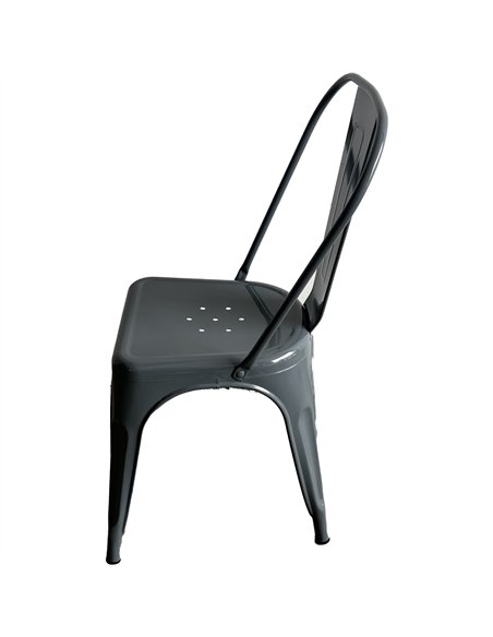 Vintage Industrial Metal Dining Bistro Chair Steel Gray Finish | Stalwart DA-HYX5031STEELGRAY