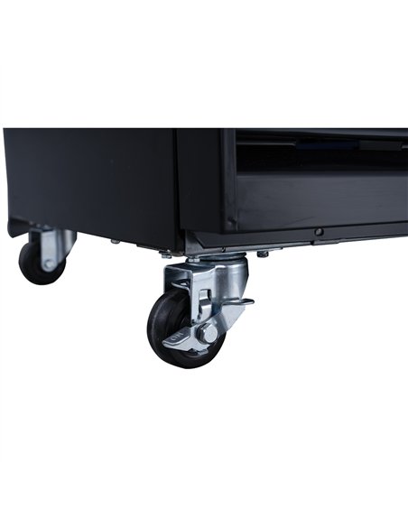 Commercial Bottle Cooler Upright 980 Litres Ventilated Cooling Twin Hinged Doors Canopy Light 1200x730x2036 Black | Stalwart DA-