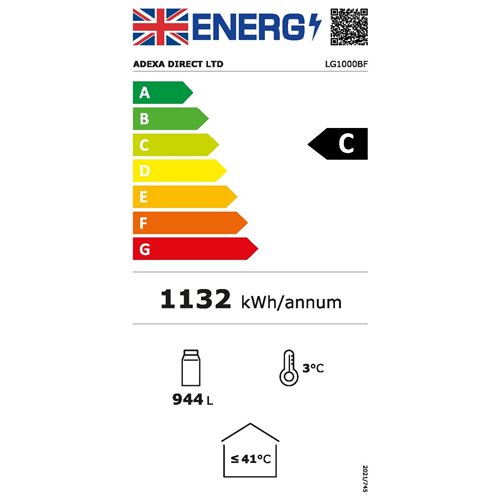 Commercial Bottle Cooler Upright 980 Litres Ventilated Cooling Twin Hinged Doors Canopy Light 1200x730x2036 Black | Stalwart DA-