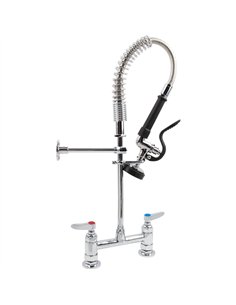 6-Inch Mini Dual Temperature Pre-Rinse Faucet with Spray Valve Deck Mount Chrome Plated Brass | Stalwart DA-5809A