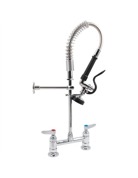 6-Inch Mini Dual Temperature Pre-Rinse Faucet with Spray Valve Deck Mount Chrome Plated Brass | Stalwart DA-5809A