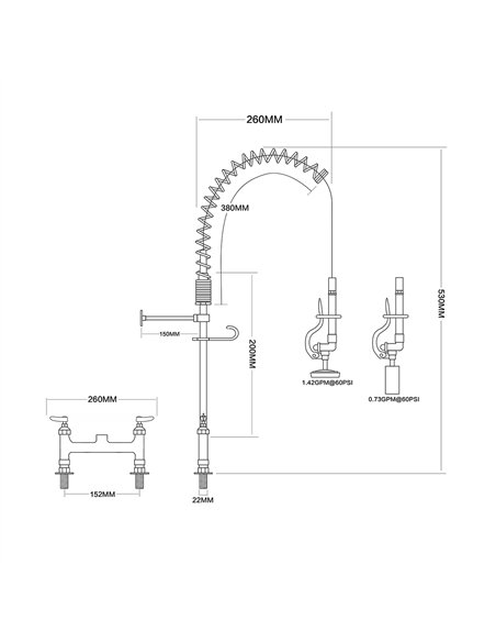 6-Inch Mini Dual Temperature Pre-Rinse Faucet with Spray Valve Deck Mount Chrome Plated Brass | Stalwart DA-5809A