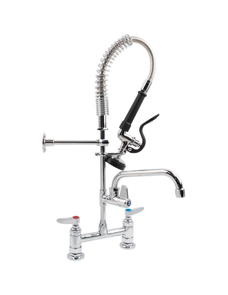 6-Inch Mini Dual Temperature Pre-Rinse Faucet with Spray Valve and 8&quot Swing Faucet Deck Mount Chrome Plated Brass | Stalwart