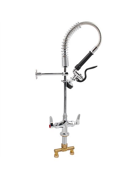 6-Inch Mini Dual Temperature Pre-Rinse Faucet with Spray Valve Deck Mount Chrome Plated Brass | Stalwart DA-5810A