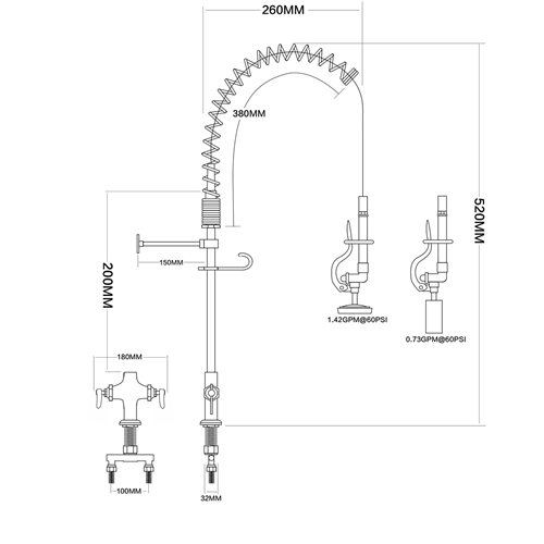 6-Inch Mini Dual Temperature Pre-Rinse Faucet with Spray Valve Deck Mount Chrome Plated Brass | Stalwart DA-5810A