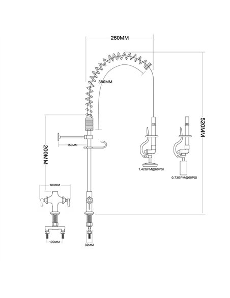 6-Inch Mini Dual Temperature Pre-Rinse Faucet with Spray Valve Deck Mount Chrome Plated Brass | Stalwart DA-5810A