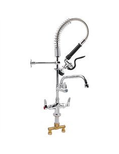 6-Inch Mini Dual Temperature Pre-Rinse Faucet with Spray Valve and 8&quot Swing Faucet Deck Mount Chrome Plated Brass | Stalwart