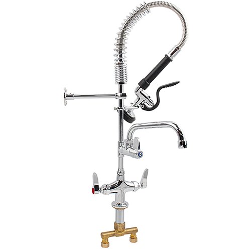 6-Inch Mini Dual Temperature Pre-Rinse Faucet with Spray Valve and 8&quot Swing Faucet Deck Mount Chrome Plated Brass | Stalwart